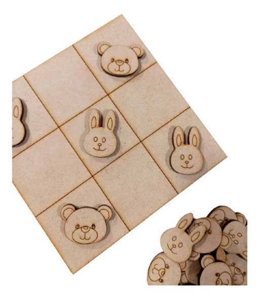 50 Tateti Juego Oso Conejo Souvenir Fibrofacil 8x8 Bolsita 0