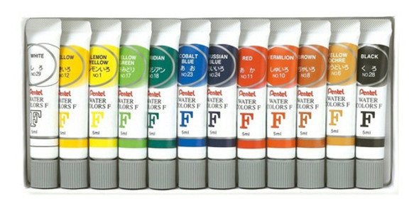 Acuarela Pentel Wfrs-12 Caja 12 Colores - Mosca 1