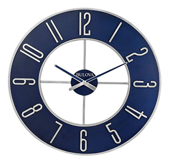 Reloj De Pared Extragrande De Acero Bulova, 27  , Plateado Y 0