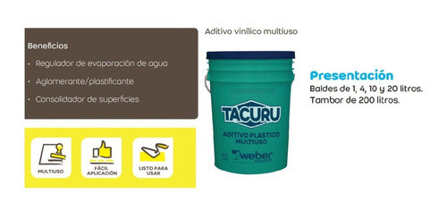 Tacurú Weber Aditivo Vinílico Multiuso 10 Lts Plastificante 1