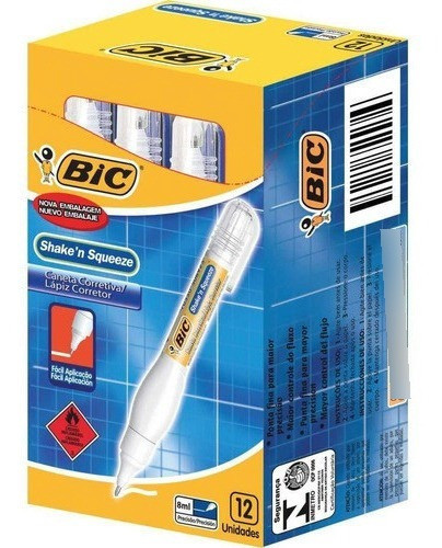 Caneta Corretivo 8 Ml Shaken Squeeze Caixa C/ 12 Unid Bic 0