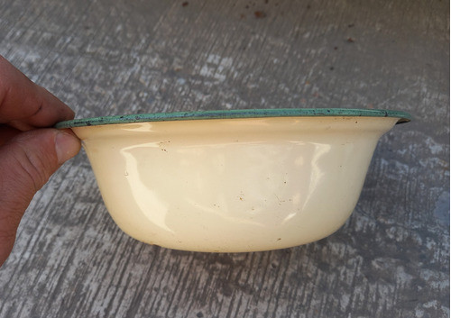 Antiguo Bowl Cacharro Enlozado Solo Decoracion 20 Diam 1