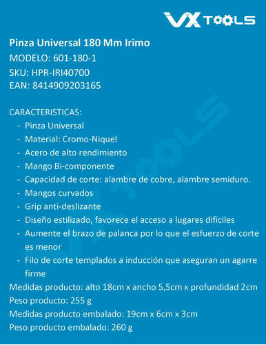 Pinza Universal 180 Mm Irimo 601-180-1 1