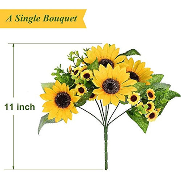 Lvydec Ramo De Girasoles Artificiales, 4 Racimos De Girasole 1