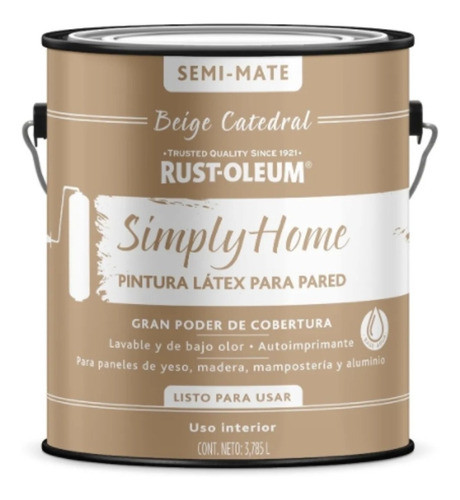 Látex Simply Home Rust Oleum Beige Cated Semimate 3,875 Lts 0