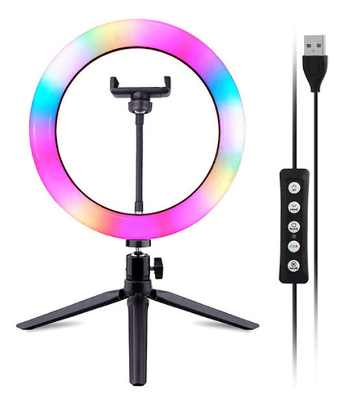 Aro Led Anillo De 26cm Selfie Rgb Con Control Y Tripode 0