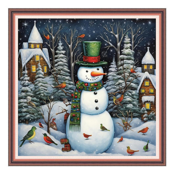 Kit De Bordado Navideño 45x45 Cm, Patrón De Paisaje 0