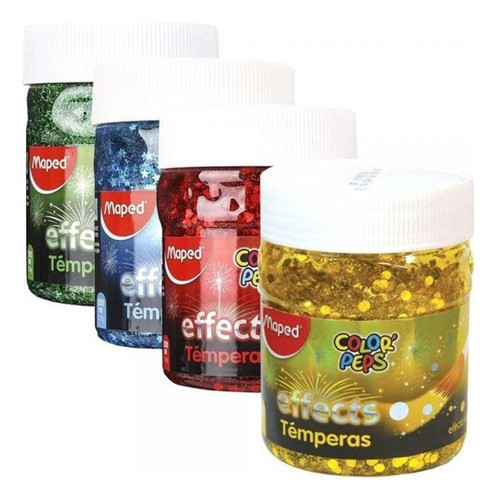 Tempera Maped Color Peps Effects Pote X 250 Gr Pack X4 0