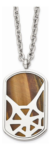 Colar Chisel Em Aço Inoxidável Tiger's Eye Dog Tag 60cm 0