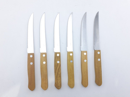 Cuchillo Acero Mango Madera Para Asado Fruta X 6 Unidades 0
