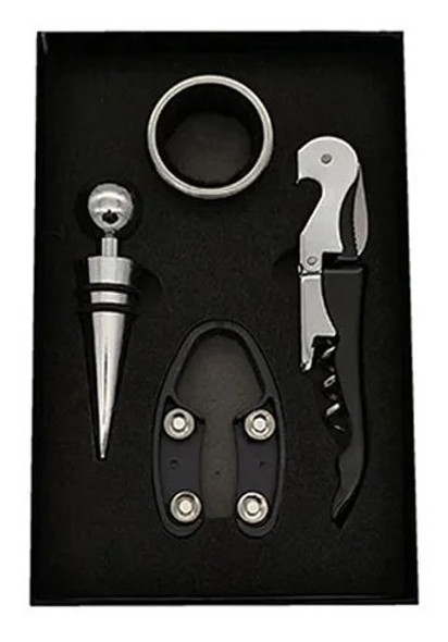 Set De Vino Destapador 4 Piezas Regalo Empresarial En Caja 1