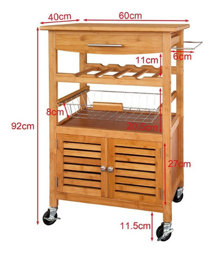 Mueble Carrito Para Cocina C/cajon Organizador Botellero Lcm 1