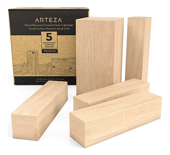 Arteza Bloques De Tallado De Madera De Tilo, Juego De 5 Pie. 0
