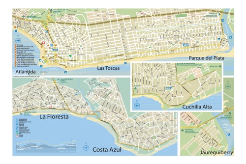 Mapa De Jaureguiberry Costa De Oro Canelones Lámina 45x30 Cm 0