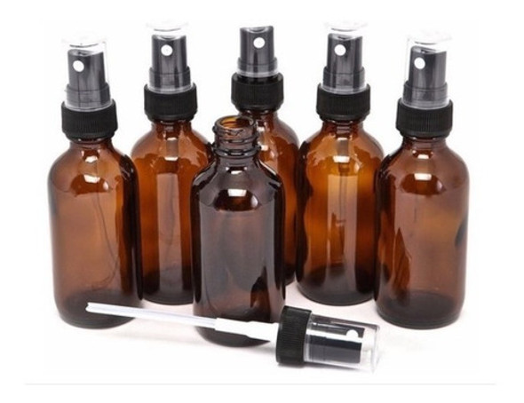Frasco De Vidrio Ámbar 50ml Tapa C/spray Atomizador Pack X10 0