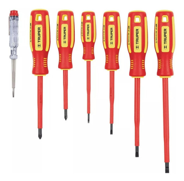 Maletín Juego 6 Destornilladores Electricista 1000v Truper 1