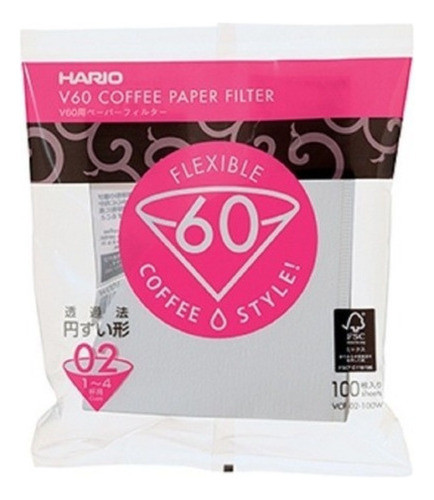 100 Filtros Coador Papel Café Hario V60 02  Original Japão 0