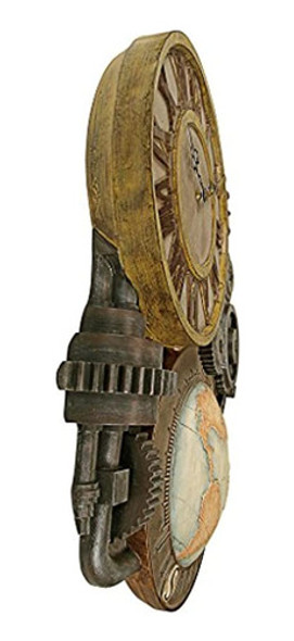 Diseño Toscano Gears Of Time Steampunk Reloj De Pared Escult 1