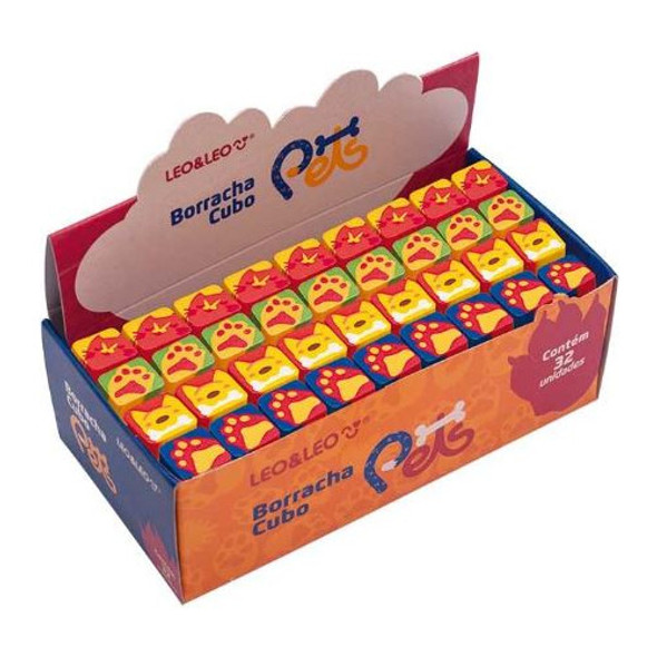 Borracha Cubo Pets Decorada 32 Unidades Leo & Leo Escolar 0