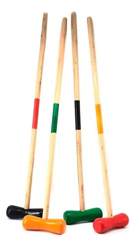 Juego Croquet Madera Pintada  Arcos Estacas 78cm Tt2 Fd23cr 1
