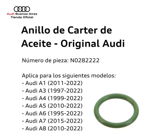 Anillo De Carter De Aceite Audi A5 2010 Al 2021 1