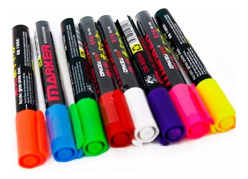 6 Marcadores Para Pizarra Led Fluor Vidrio Varios Colores X6 0