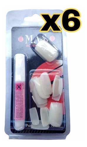 Pack X6 Uñas Postizas + Pegamento 24 U. Importadas Nail Tips 1