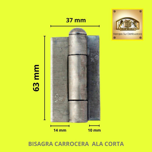 Bisagra Carrocero  63 X 37 X 3 Hierro Soldar Reforzada X Und 1