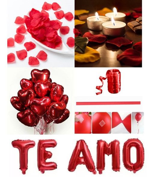100 Pétalas + 6 Vela + 6 Balão Coração + Frase Te Amo 0 100 Pétalas + 6 Vela + 6 Balão Coração + Frase Te Amo 0
