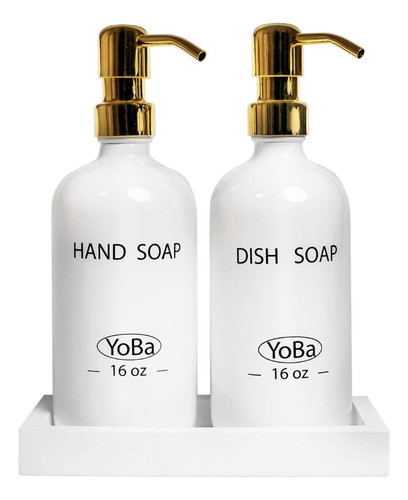 Dispensador De Jabón De Vidrio Yoba Con Bomba Y Bandeja De C 0