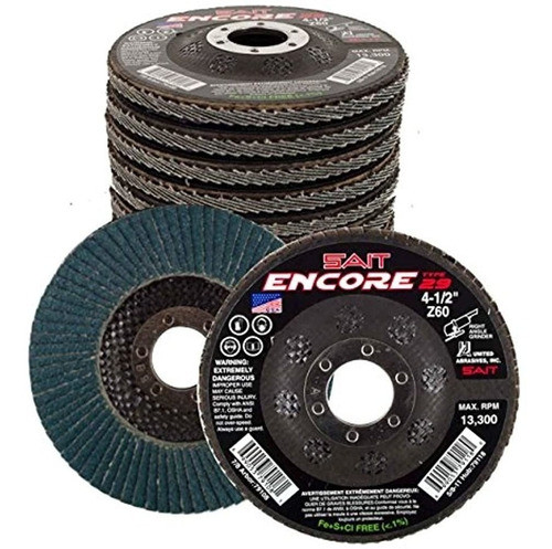 Sait 79108 Encore Tipo 29 Flap Disc 412 X 78 Z 60x 10 Pack 0