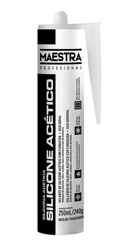 Silicona Acética Transparente Cartucho 250ml / 240gr Maestra 0