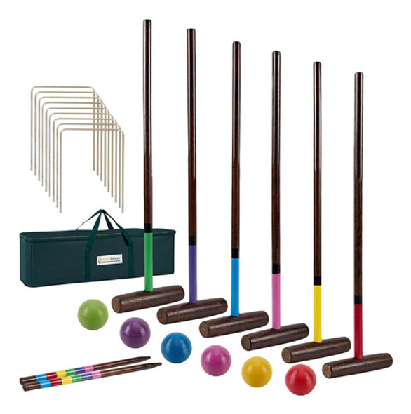 Juego De Croquet Clásico Para 6 Jugadores, Palos De Madera 7 0 Juego De Croquet Clásico Para 6 Jugadores, Palos De Madera 7 0