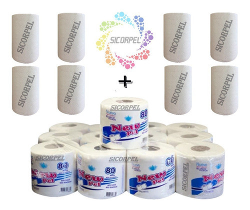 Bolson Papel Higienico Tisue 12x80mts + Rollo Cocina X 8 1