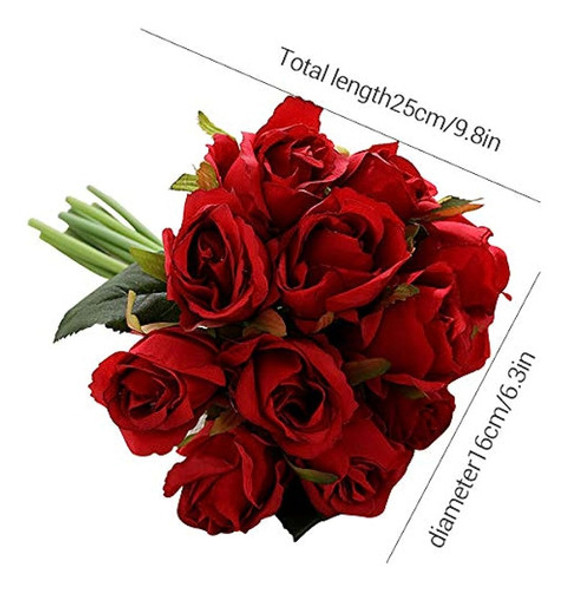 Flores De Rosas Artificiales 12 Cabezas Ramo De Novia De Ros 1