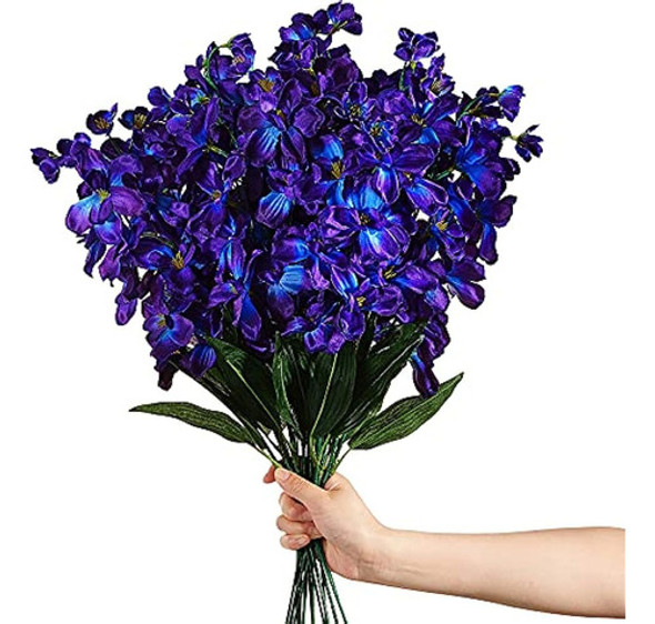 27 Pulgadas De Orquídeas Azules Moradas Artificiales Flores 0