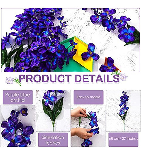 27 Pulgadas De Orquídeas Azules Moradas Artificiales Flores 1