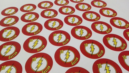 Flash Plancha De 54 Etiquetas/stickers Troquelados 4cm 0