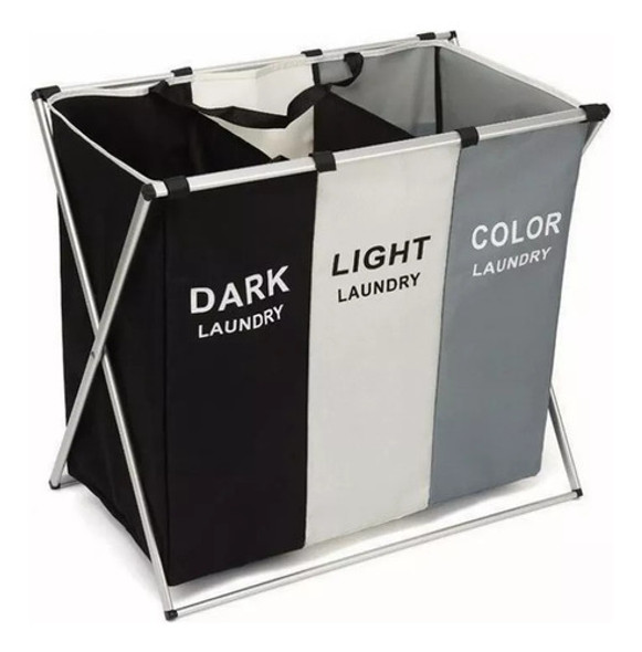 Canasto Ropa Sucia Cesto Organizador Triple Plegable Premium 0