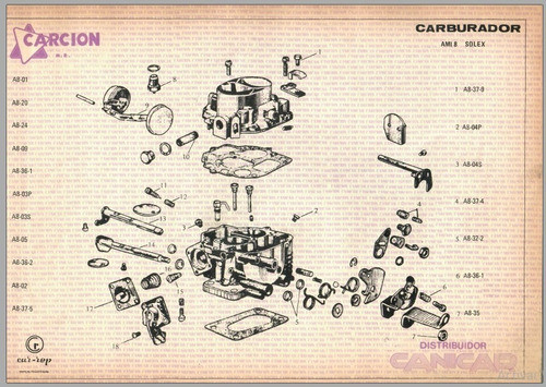 Eje Carburador Solex Citroen Ami 8 1