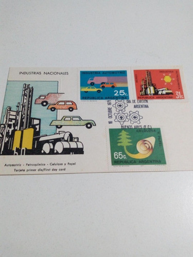 Tarjeta Filatelia Día De Emisión 16/10/71 Industrias Naciona 0