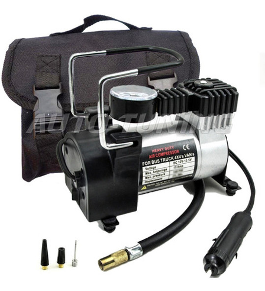 Mini Compresor Metalico Infla En 1.5minutos + Bolso Guardado 1