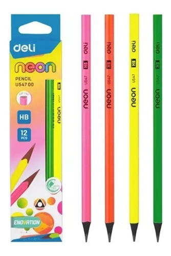 Lapices Grafito Deli Neon Hb Resina Triangular X 12 Unidades 0