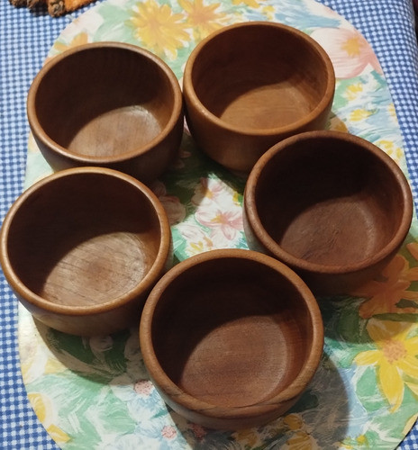 Cuencos Copetineros Dips De Madera Antiguos Set De 5 0