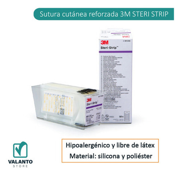 Steri Strip 3m Sutura Adhesiva Reforzada 10 Tiras De 3x75 Mm 1