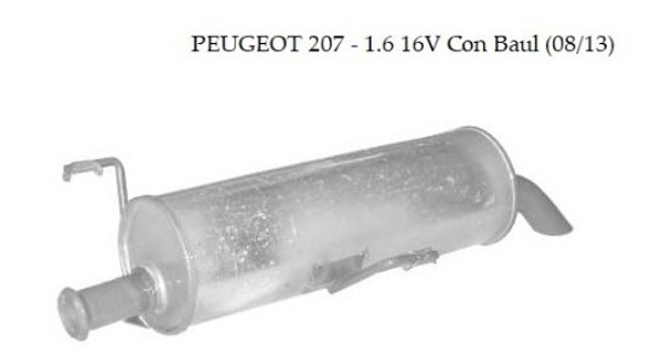 Caño De Escape Silenciador Peugeot 207  1.6 1.4 16v Con Baul 0