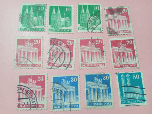Alemania 12 Estampillas Ocupacion Angll Americana Monumentos 0