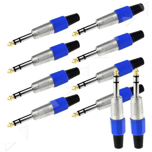 10 X 6.35mm Estéreo Conector Conector Conector Oro Plateado 0