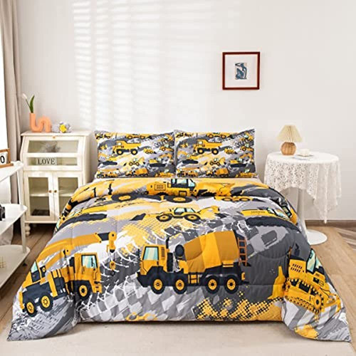 Feelyou Boys Cartoon Car Bedding Set Twin Size Kids Construc 0
