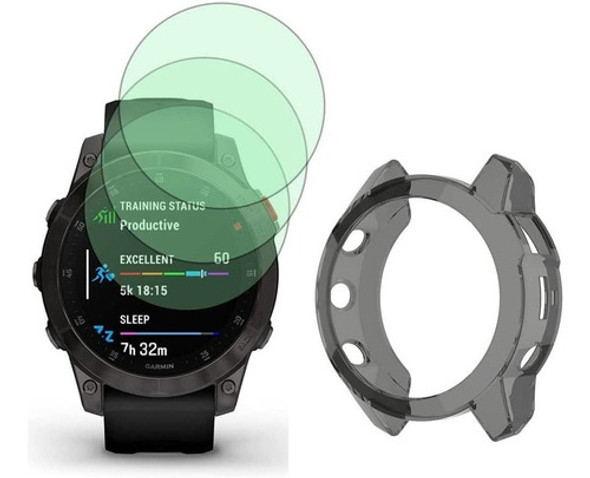 3 Protectores De Pantalla + Carcasa Protectora Garmin Epix 2 0